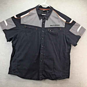 Harley Davidson Mechanic Shirt SS Black Mens 5XL Button Up Cotton Embroidered - Picture 1 of 9