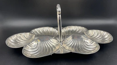 Antipastiera Salsiera aperitivo KRUPP BERNDORF 6 scomparti conchiglia argentato - Immagine 1 di 4