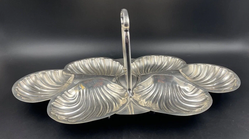Antipastiera Salsiera aperitivo KRUPP BERNDORF 6 scomparti conchiglia argentato - Immagine 1 di 4