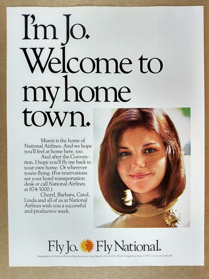 1972 National Airlines FLY JO vintage print Ad - Изображение 1 из 1