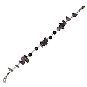 Steinsplitter grau lila Steinkugel Armband Bündel Damen Karabinerverschluss nick - Bild 1 von 1
