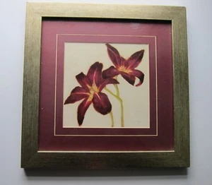 Blumen Wandbild ~ gebürsteter Goldrahmen ~ von C.Lerner ~ Made in Canada Vintage - Bild 1 von 5