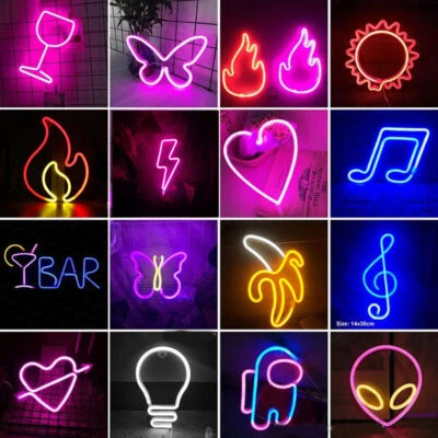 LED Neon STRIP rope Light Sign Logo Lamp Ornaments LOVE Heart Alien Room Party - Image 1 of 4