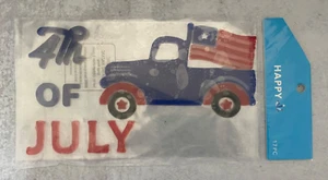 Patriotic Window Gel Clings 4th of July with truck and flag holiday decor - Picture 1 of 1