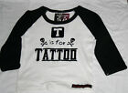 T is for Tattoo - Baby Long Sleeve Baseball Raglan - Black & White - 12 Months