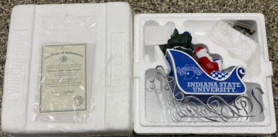 2002 Bradford Exchange штата Индиана Sycamores Санта сани с сертификатом подлинности 8 «x 7» РЕДКАЯ - Изображение 1 из 4