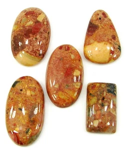 167.55 Ct Natural Chert Breccia Loose Gemstone Cabochon 5 Pcs Stone Lot - 25679 - Picture 1 of 2