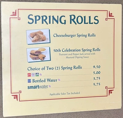 Walt Disney World Theme Park Prop Sign - Spring Rolls Cart from 50th Celebration - Image 1 of 3