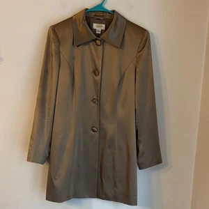 Vintage Talbots 100% silk Elegant Brown/copper Women trench evening Coat 8P GUC - Picture 1 of 12