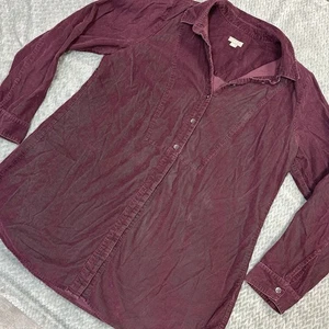 J. Jill Button Shirt Women's M Long Sleeve Corduroy Top Plum Maroon Fall Tunic - Picture 1 of 12