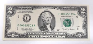 1995 UNITED STATES $2 FEDERAL RESERVE NOTE (L) - Picture 1 of 7