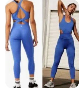 Free People Back it Up One Piece Small Pool Blue Med Impact Gym Workout Run NWT - Picture 1 of 10