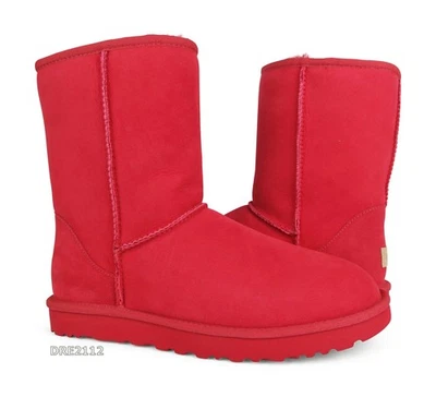 UGG Classic Short II Samba Red TNL Suede Fur Boots Womens Size 9 *NEW* - Image 1 of 4