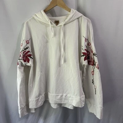 Sudadera con Capucha True Craft Blanca Bordada Grande Cuadrada Boho Floral Hippie Arte Campesino Foto 1 de 4