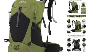 Mochila de Senderismo, Mochila de Día de Senderismo Impermeable 35L con Vejiga de Agua 3L Verde Oscuro - Imagen 1 de 7