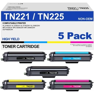 TN221 TN225 Toner Cartridge High Yield Replacement for Brother TN 221 TN 225 ... - Picture 1 of 7