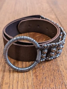 Cinturón Antoniazzi Firenze Cuero Envejecido Tachonado Estilo Occidental Italia - Imagen 1 de 6