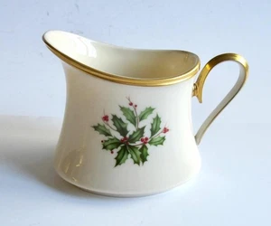 Lenox "Holiday" Creamer Christmas Holly Gold Edging - Picture 1 of 6