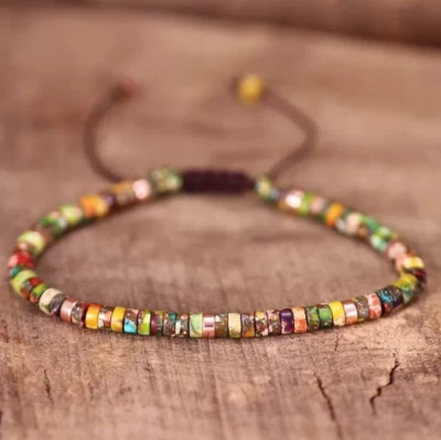 Pulsera delicada de piedras preciosas naturales pequeñas cuentas hecha a mano equilibrio curativo mujeres hombres Foto 1 de 3