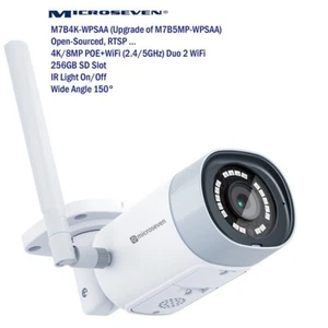 Microseven 4K/8MP Duo 2 WiFi (2.4/5GHz) +PoE IP Camera 2 Way Audio 256GB SD Slot - Picture 1 of 12