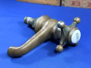 C.1915 PECK Bros. Bronze federbeladener Wasserhahn mit ""kalter"" Porzellankappe - Bild 1 von 13