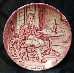 Enoch Wedgewood Plate, Tunstall, Professionals, 'Soldier', RED, rare color - Picture 1 of 5