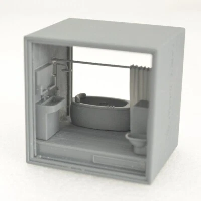 1:64 Miniature House Kit DollHouse Furniture Set Bathroom Puzzle Gifts - Image 1 of 4