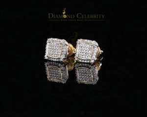 Men's/Women's 10K Real Yellow Gold with 0.25CT Real Diamonds stud Earrings - Picture 1 of 12