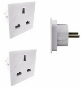 3 Pin UK to EU 2 Pin European Europe Travel/Shaver Adaptor Power Converter Plug - Picture 1 of 1