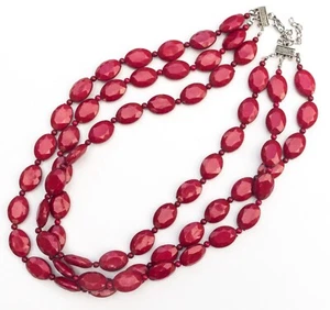 Multistring Red Faceted Acrylic Bead 20-23" Necklace - Picture 1 of 2
