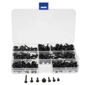 340 x Linsen-Blechschrauben Sortiment Schwarz Schrauben Set KarosserieSchrauben - Bild 1 von 5