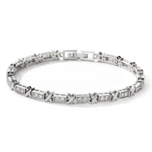 0.50 Ctw Lab Created Diamond 14K White Gold Plated Cross Bangle Bracelets - Picture 1 of 6