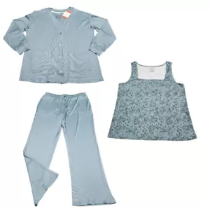 Live2Lounge Ladies 3 Piece Womens Lounge Pajama Set Sleepwear Medium Size Blue - Picture 1 of 16