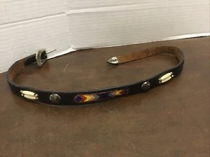 Child’s Leather Belt Beaded Conches Black 31” - Picture 1 of 11