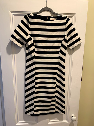 Abito Tory Burch Augusta blu navy panna a righe taglia M preppy carriera lusinghiero