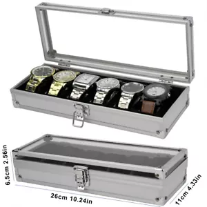 6-12 Slots Aluminium Alloy Wrist Watch Display Box Storage Holder Organizer Case - Picture 1 of 14