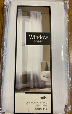 Emily Eggshell Sheer Window Curtain Panel 59 in Wide x 84 in Long - Image 1 of 4