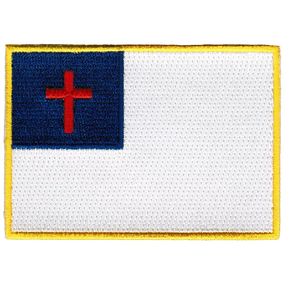 CHRISTIAN FLAG PATCH JESUS CHRIST RELIGIOUS embroidered iron-on EMBLEM JESUS new - Image 1 of 1