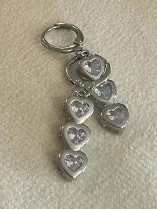 Orecchini lunghi 3 cuori in argento sterling 925 - Foto 1 di 3