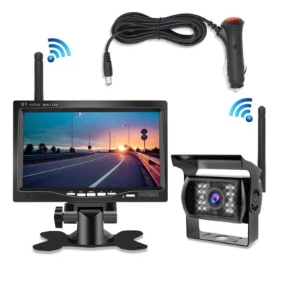 7"Monitor Wireless Rear View Backup Camera Night Vision System Van RV Truck Bus - Image 1 of 4