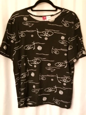 Women's Top Jennifer Moore Woman Collection Black & White  Abstract Size 2X - Image 1 of 4