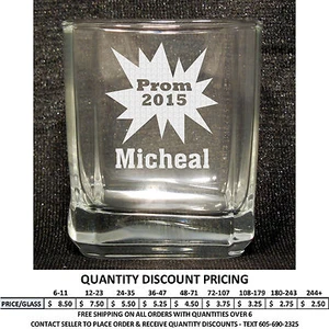 Personalisierte 10,5 Unzen Quadrat Steine Glas Individuell Graviert Gläser Formeller Tanz - Bild 1 von 16