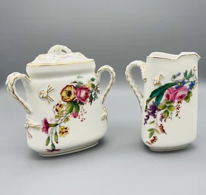 Vintage Haviland & Co. France Limoges - crema e zuccheriera floreale forma rara E3 - Foto 1 di 12