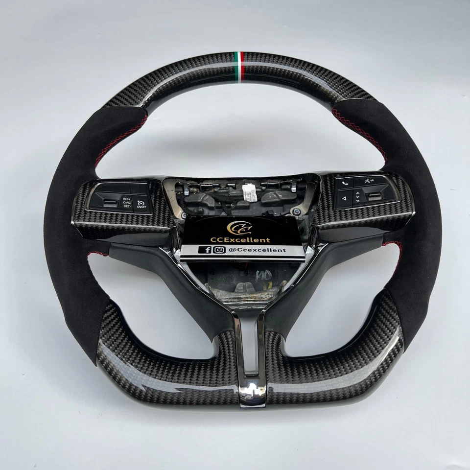 For  2014-2019 Maserati Ghibli M157 M156 Alcantara Carbon Fiber Steering Wheel - Image 1 of 4