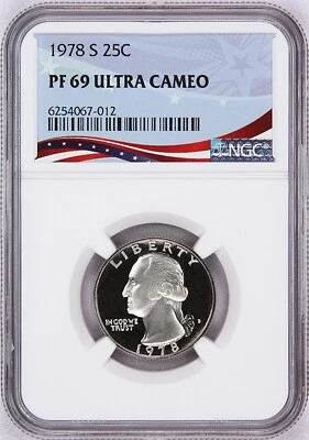 1978-S Washington Proof Quarter, Graded PF69 Ultra Cameo by NGC, Patriotic Label - Image 1 of 4