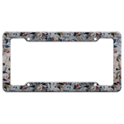 Marco de etiqueta de matrícula floral calmante con patrón azul terroso Foto 1 de 4