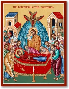 THE DORMITION OF THE THE THEOTOKOS ICON 8 x 10" PREMIUM SATINADO Estampado listo para enmarcar - Imagen 1 de 1