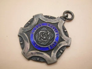 Vintage Sterlingsilber & Emaille Albert Kette Anhänger Sport Auszeichnung Lichtung Radfahren - Bild 1 von 3
