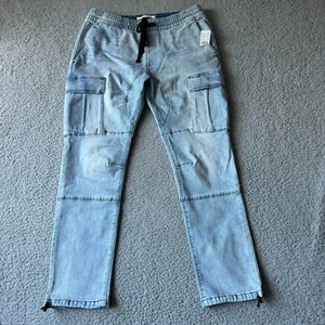 NEW PacSun Jeans Mens Medium Short Acid Wash Cargo Straight Vendor Stretch - Picture 1 of 15