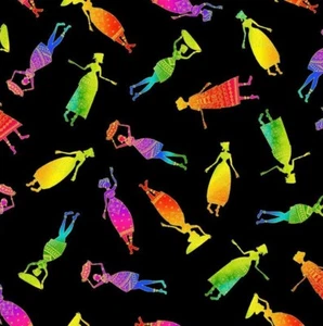 African Sunset by Chong A Hwang Rainbow Women Cotton Fabric by The Yard - Picture 1 of 1